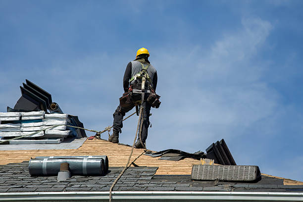 Professional Storm Damage Roof Repair technician working in Mansfield Center, MA
